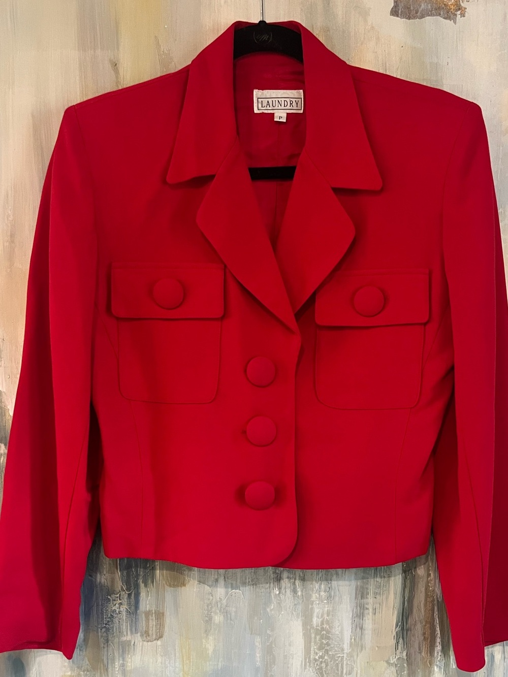 Laundry by Shelli Segal Red Cropped Blazer Jacket Size P